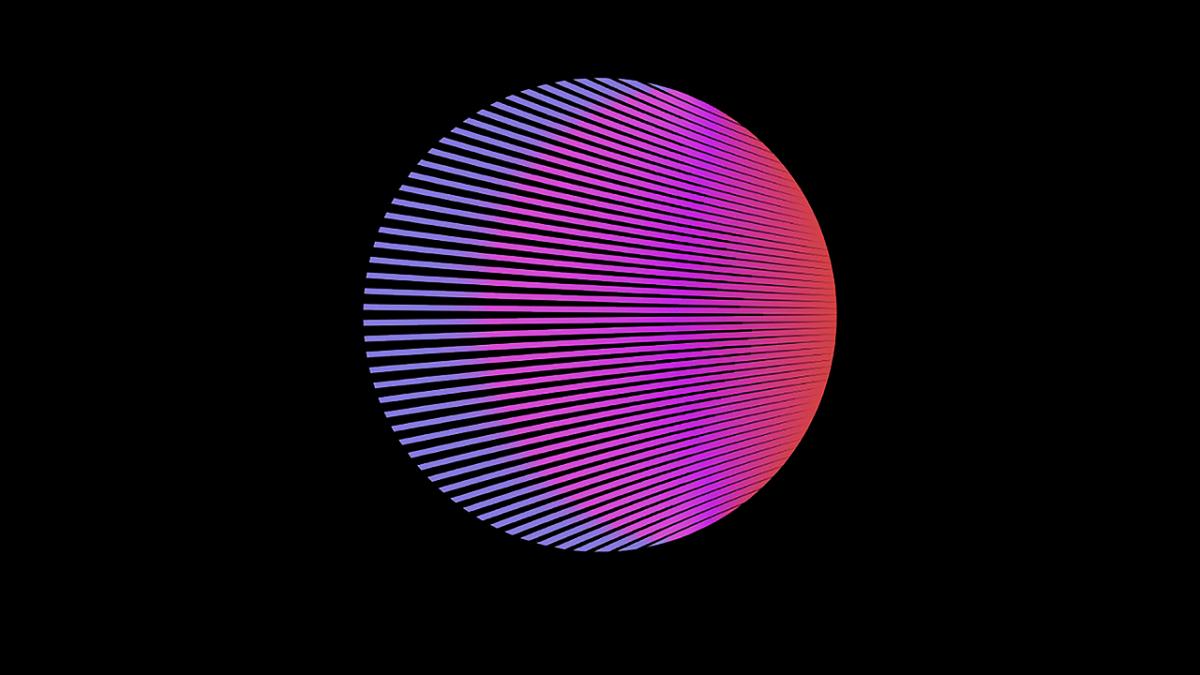 Graphic of a purple ball against black