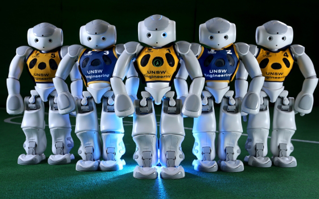 photo of robots soccer players